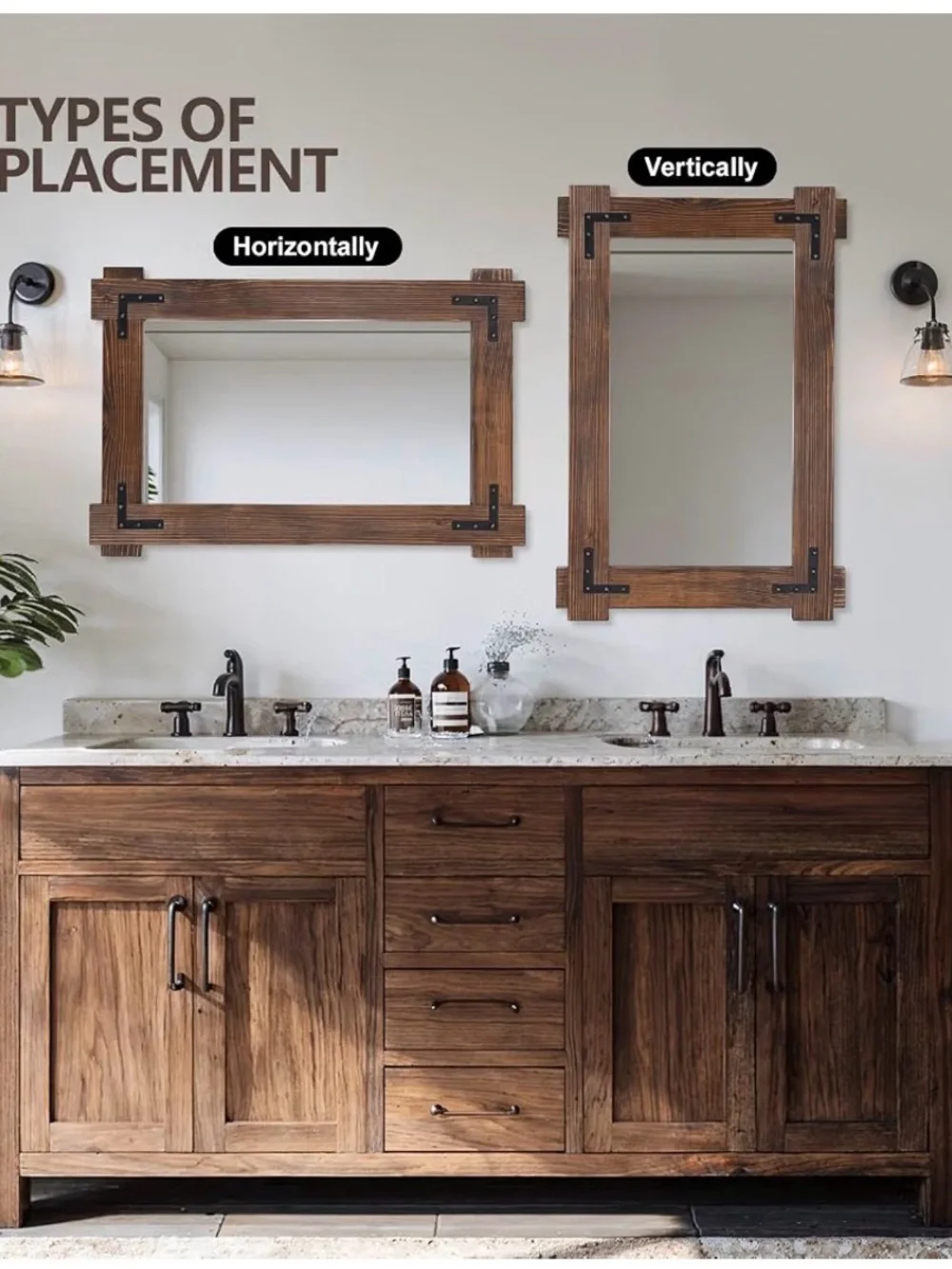 Scoffee Rustic Wood Framed Mirror